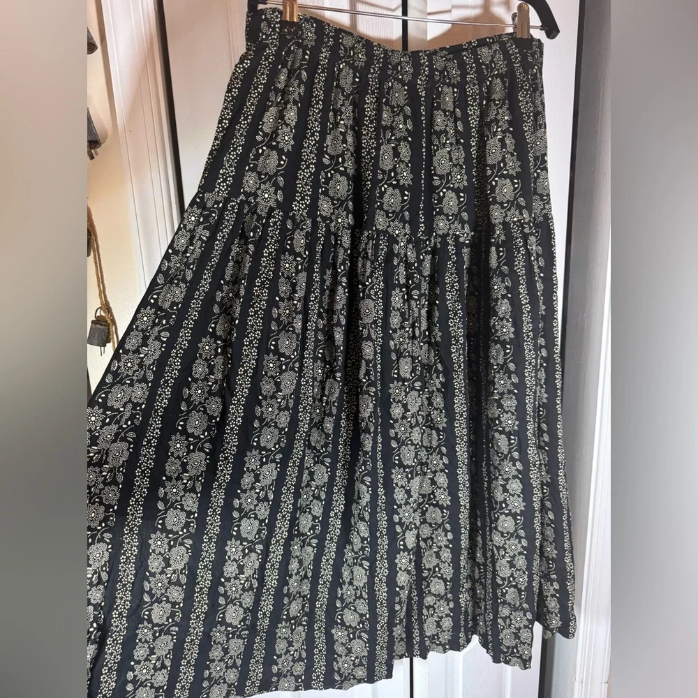 THE GREAT. Black and Cream Floral Maxi Skirt - Picture 8 of 13